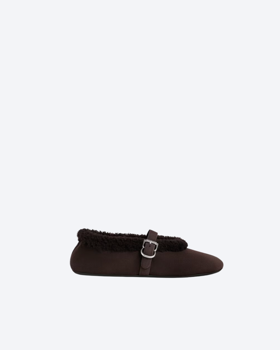 Chestnut Ballet Flats In Merino Shearling