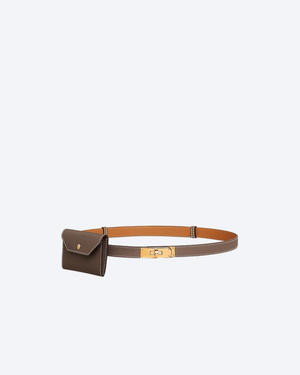 Étoupe Kelly Pocket 18 Belt With Gold Finish