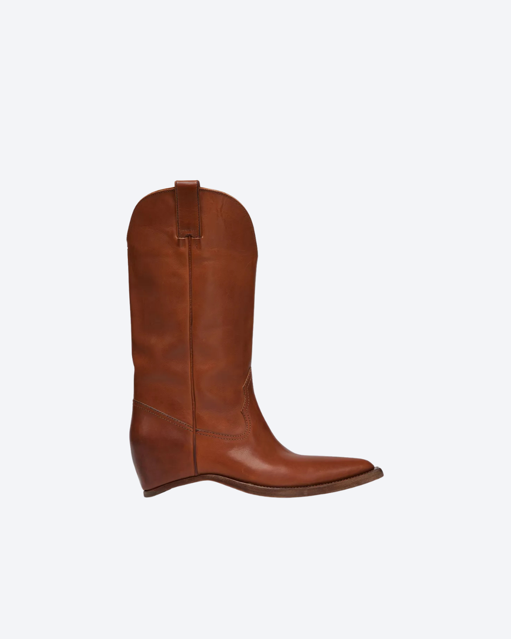 Cognac Heel-Less Western Boots