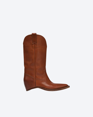 Cognac Heel-Less Western Boots