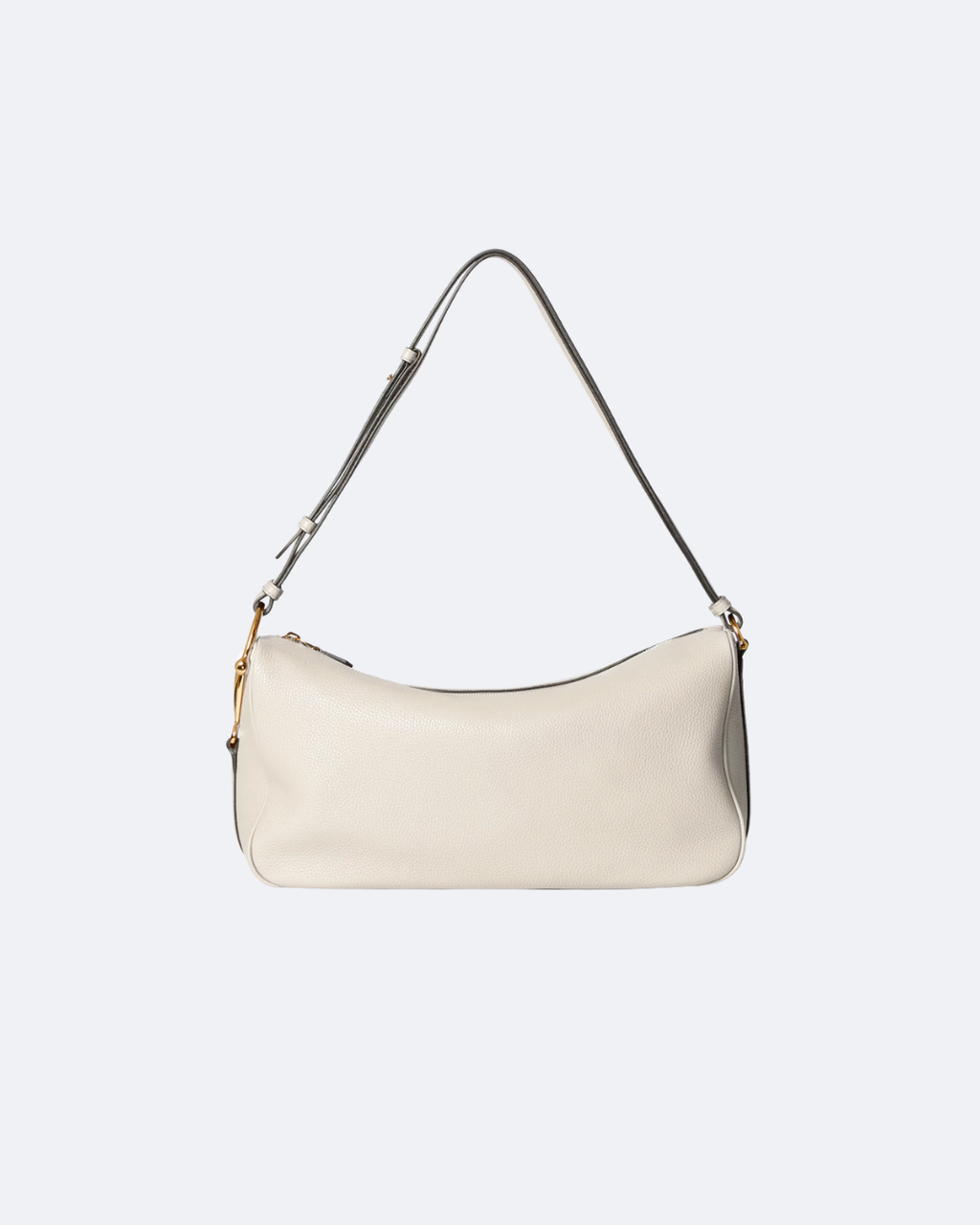 Ivory Leather Half Horsebit Large Shoulder Bag