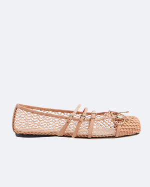 Pink Mesh Horsebit Ballet Flat