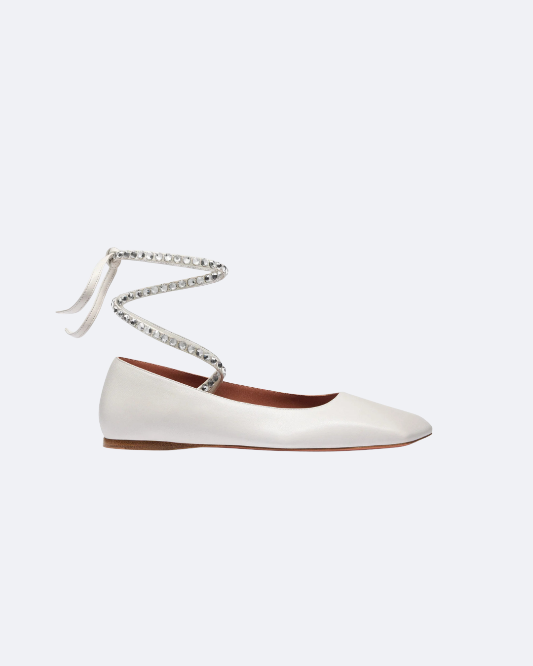 White Ane Lace Up Flat