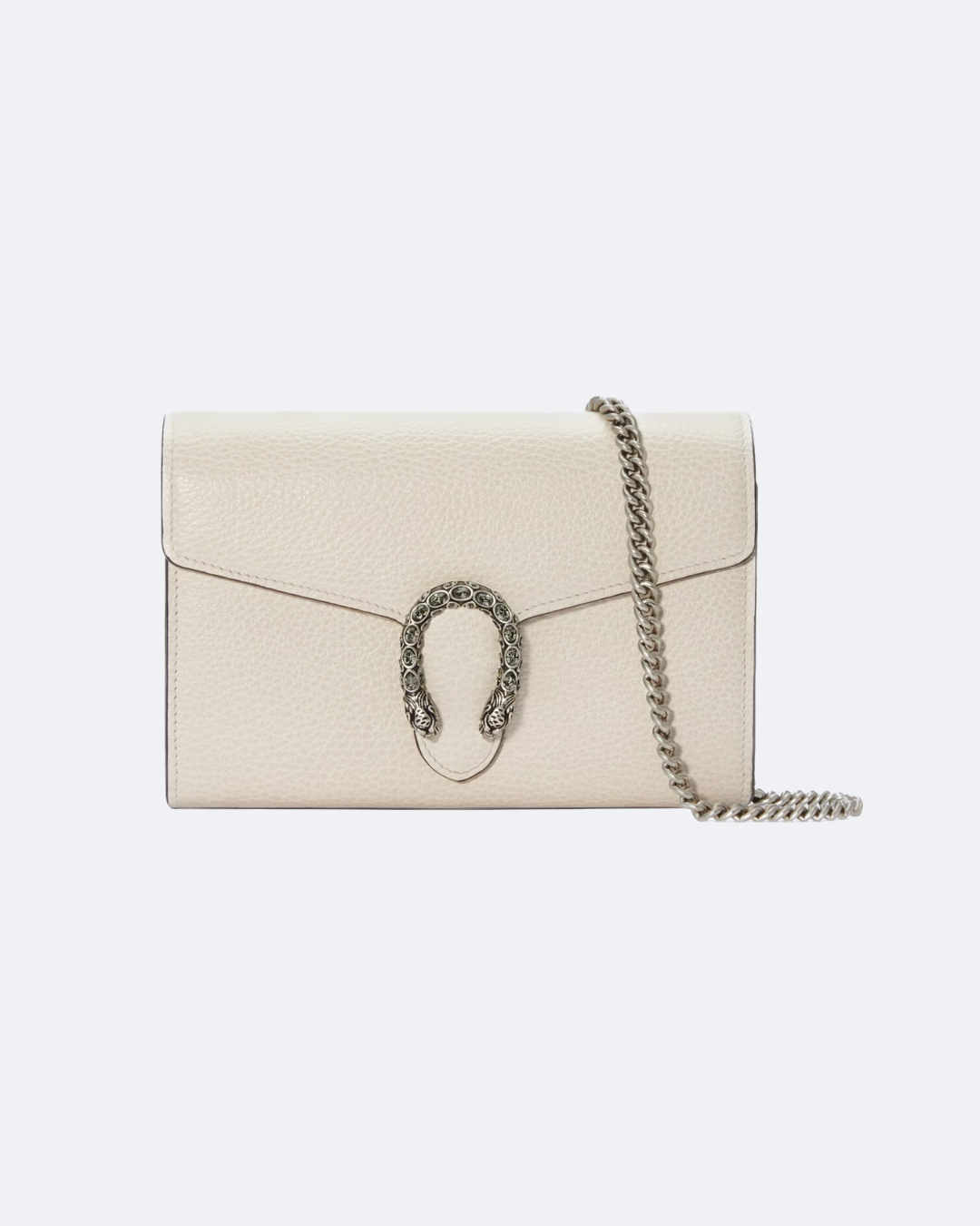 White DG mini leather chain wallet