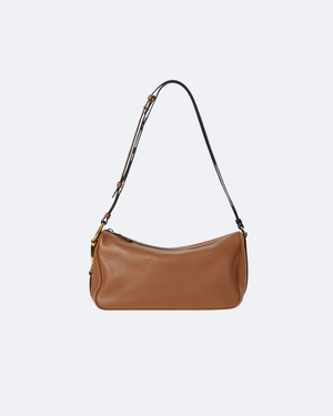 Brown Leather Half Horsebit Medium Shoulder Bag