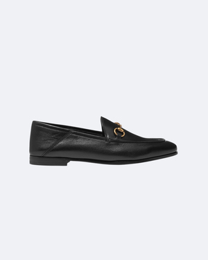 Black GB leather collapsible-heel loafers