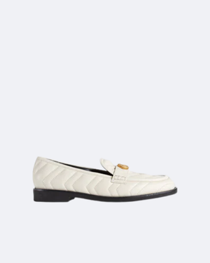 White chevron matelassé loafer