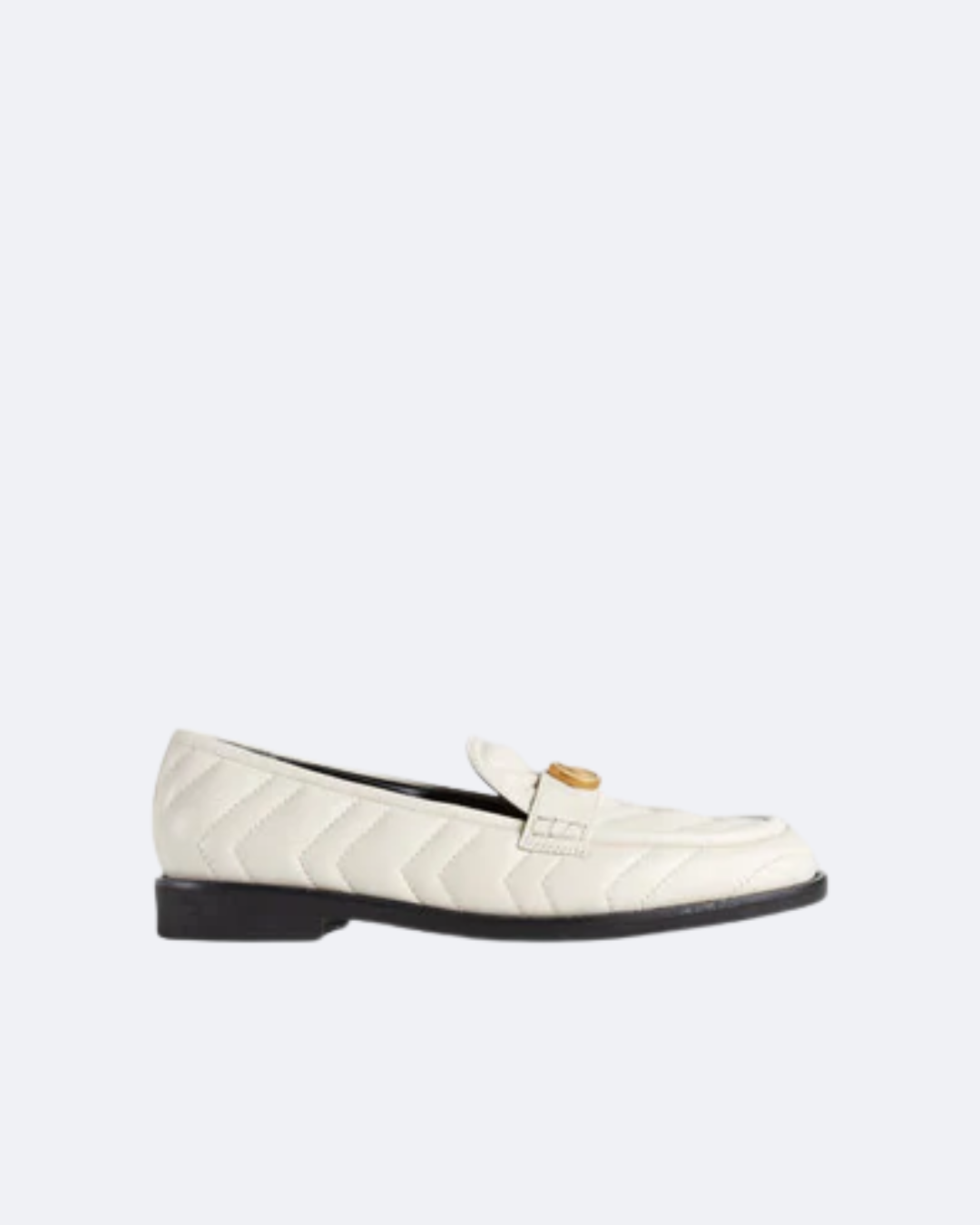White chevron matelassé loafer