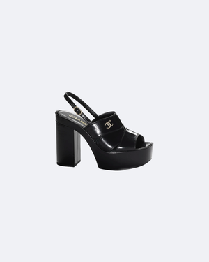 Black C Patent Sandals
