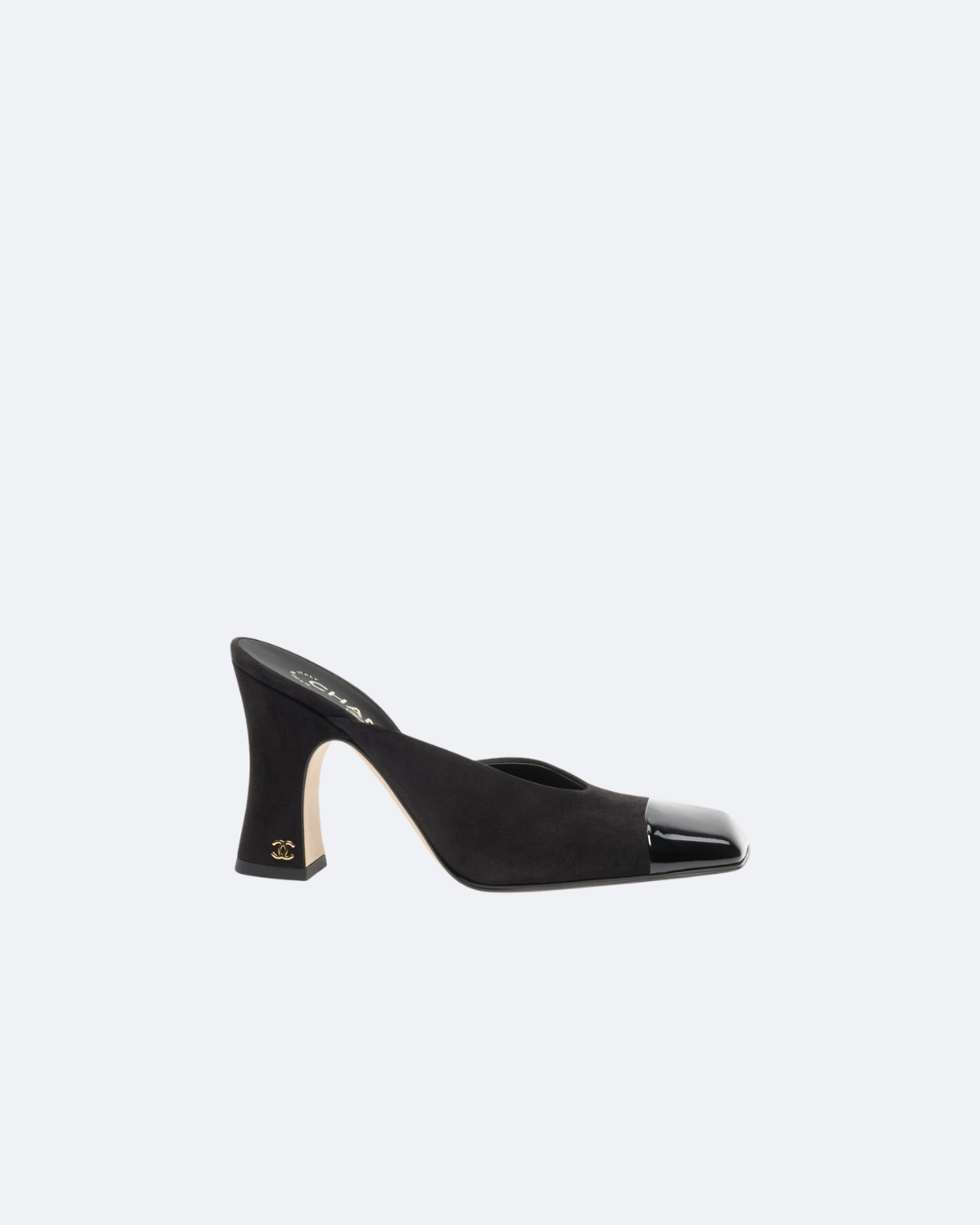 Black Suede & Patent Leather Mules