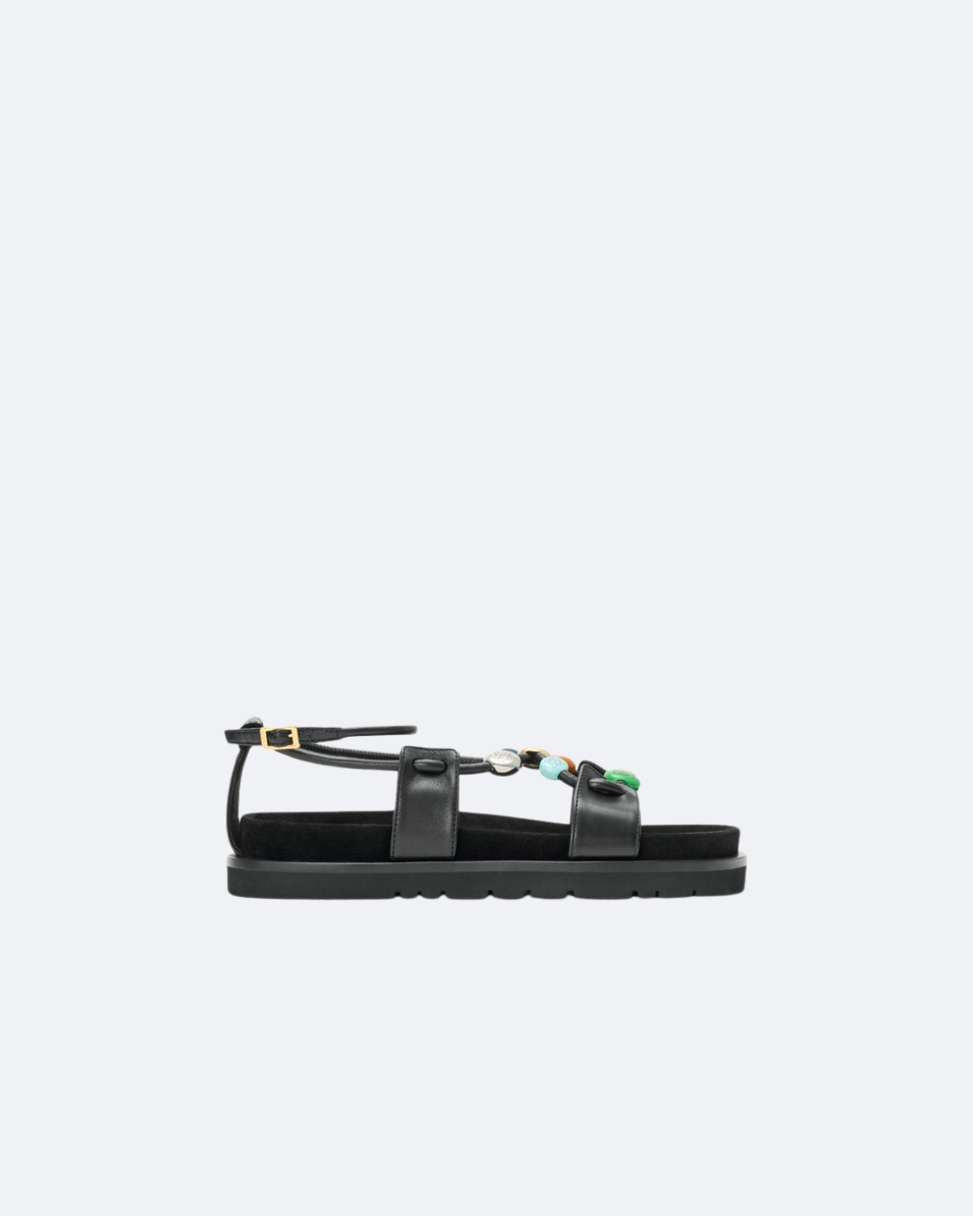 Black Pebble Beads Fussbett Sandal