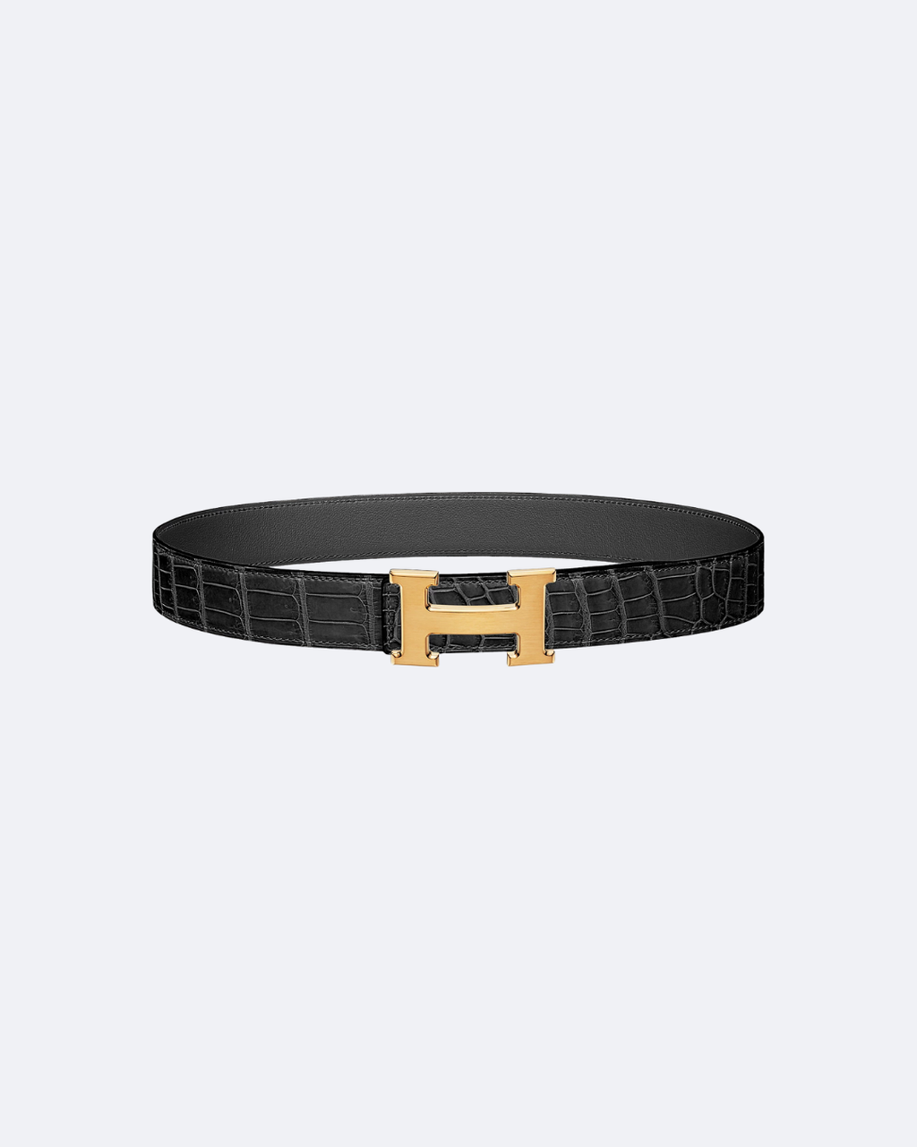 Noir H gold belt buckle & leather strap