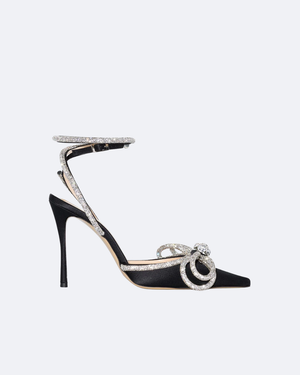 Black double bow pumps