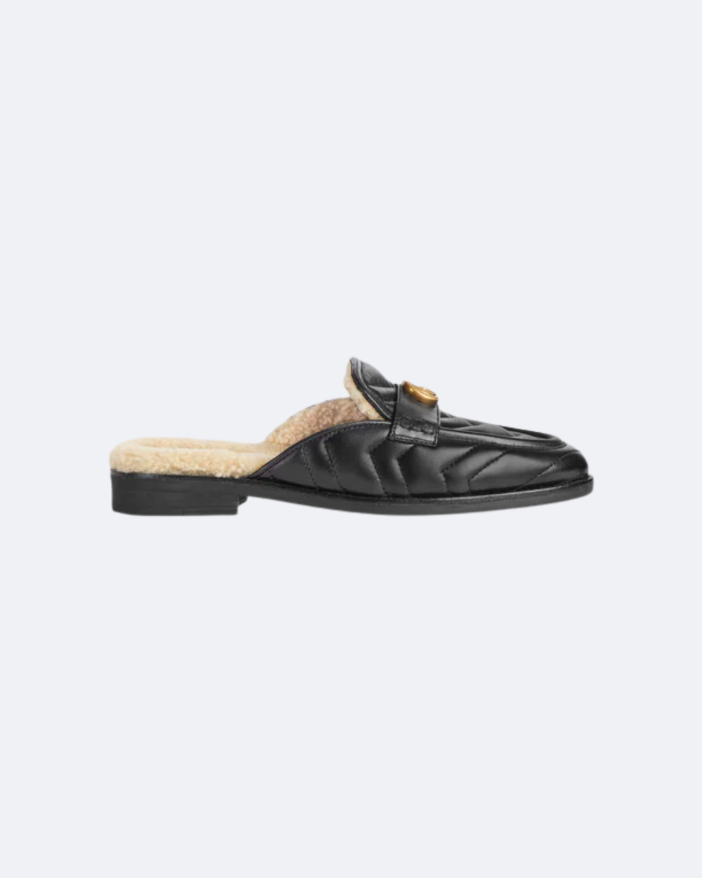 Black chevron matelassé slipper