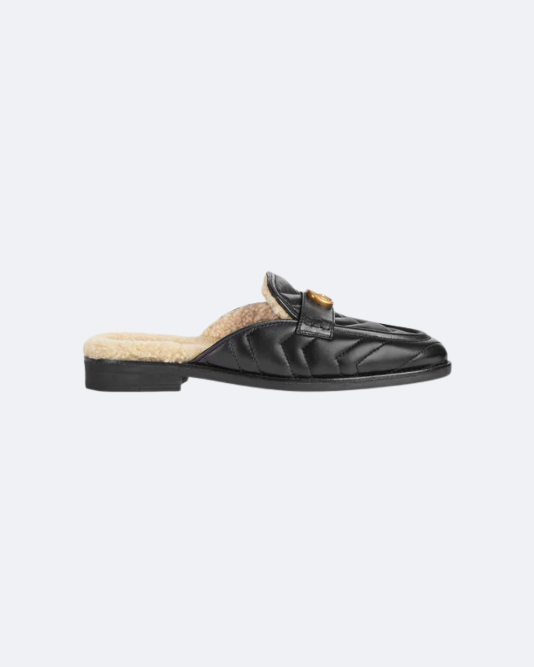 Black chevron matelassé slipper