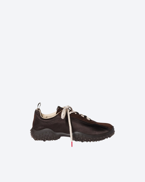 Dark Brown Bubble Technical Fabric & Suede Sneakers