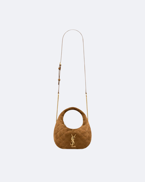 Caramel Cognac Icarino Mini In Quilted Suede