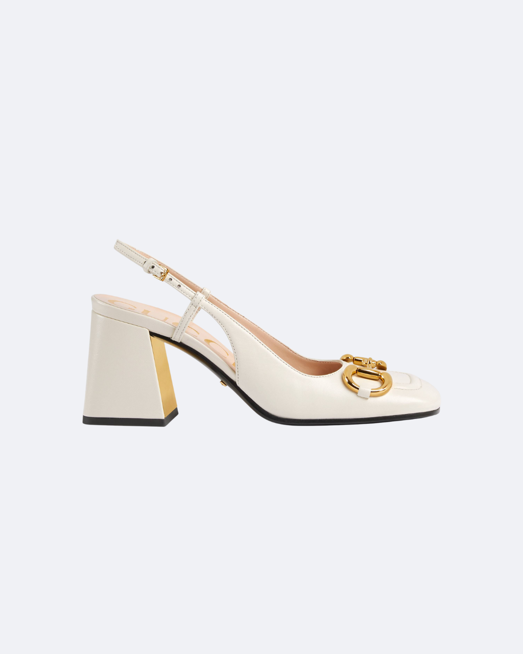 White mid-heel slingback