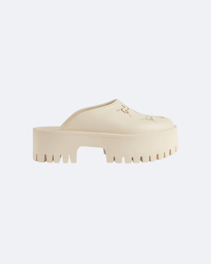 White GE rubber platform mules