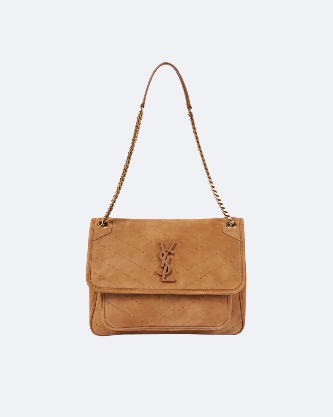 Caramel SN medium suede shoulder bag