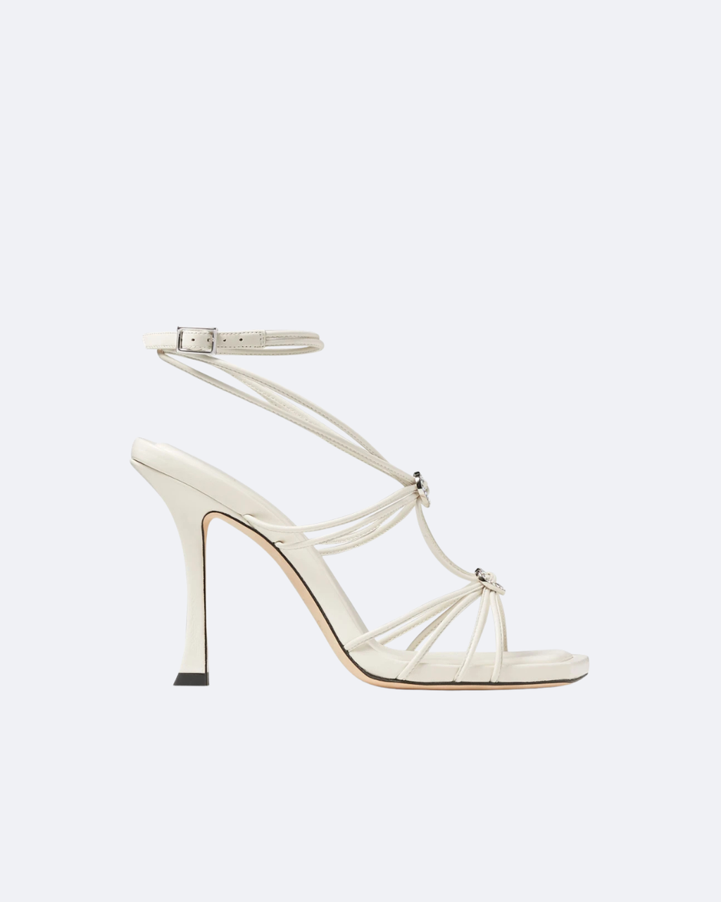 Latte Leather Sandals With Crystal Hearts
