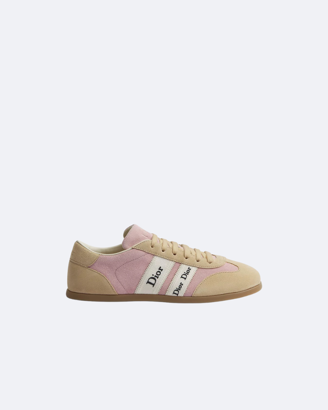 Pink & Beige Suede Ribbon Sneaker