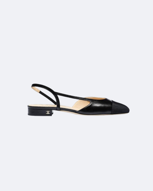 Black CC flat sling-back