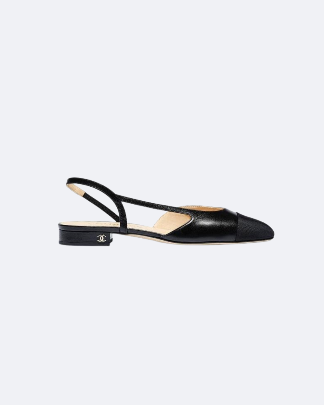 Black CC flat sling-back