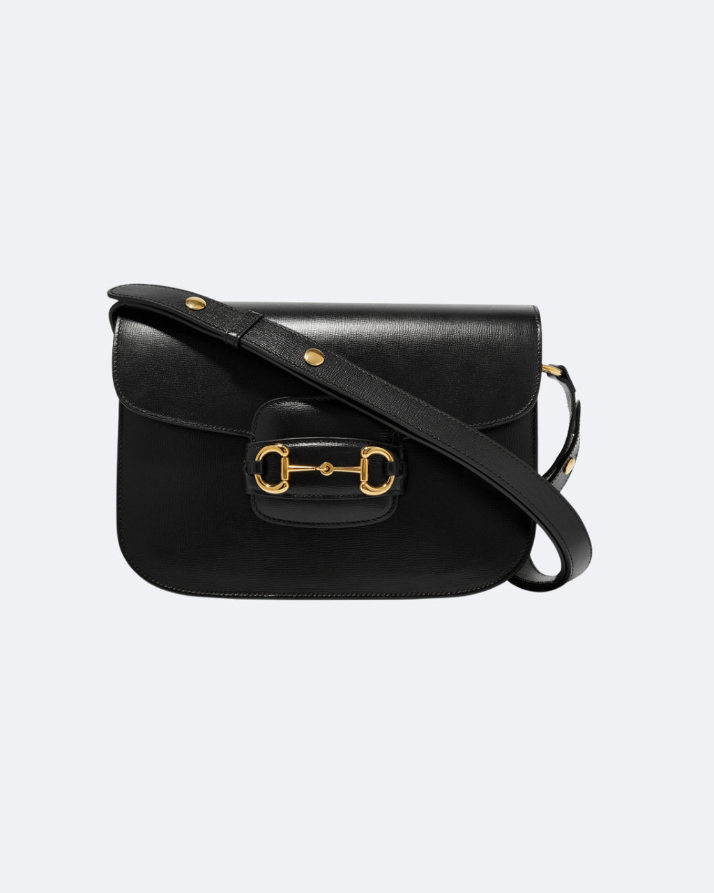 Black GH detailed textured-leather shoulder bag