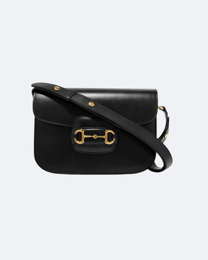 Black GH detailed textured-leather shoulder bag