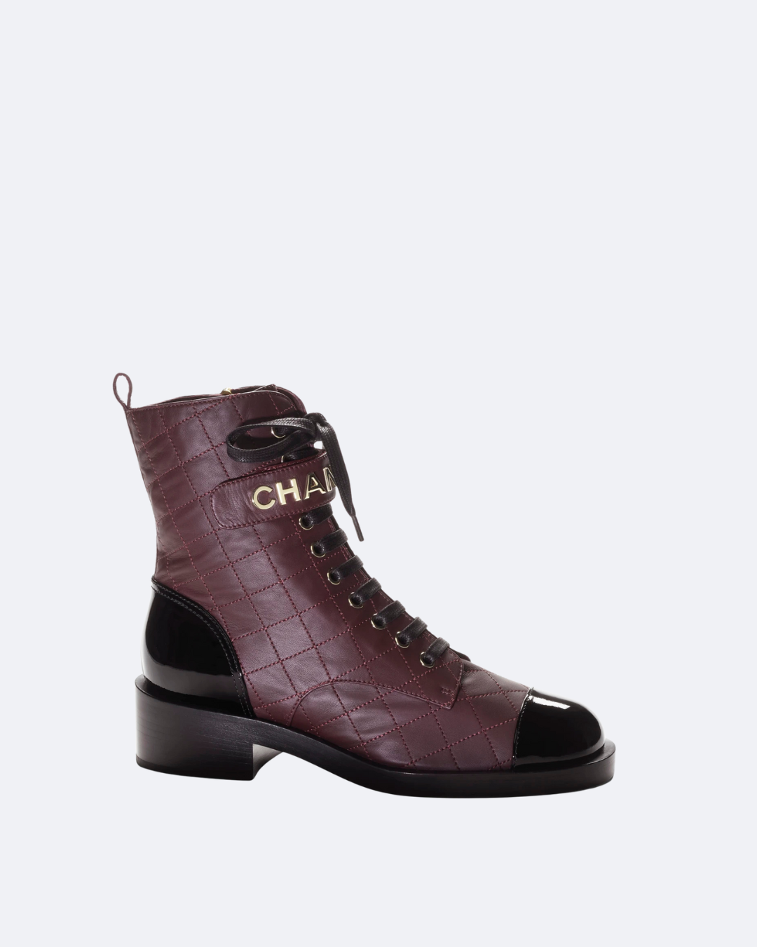 Burgundy & Black Combat Boots