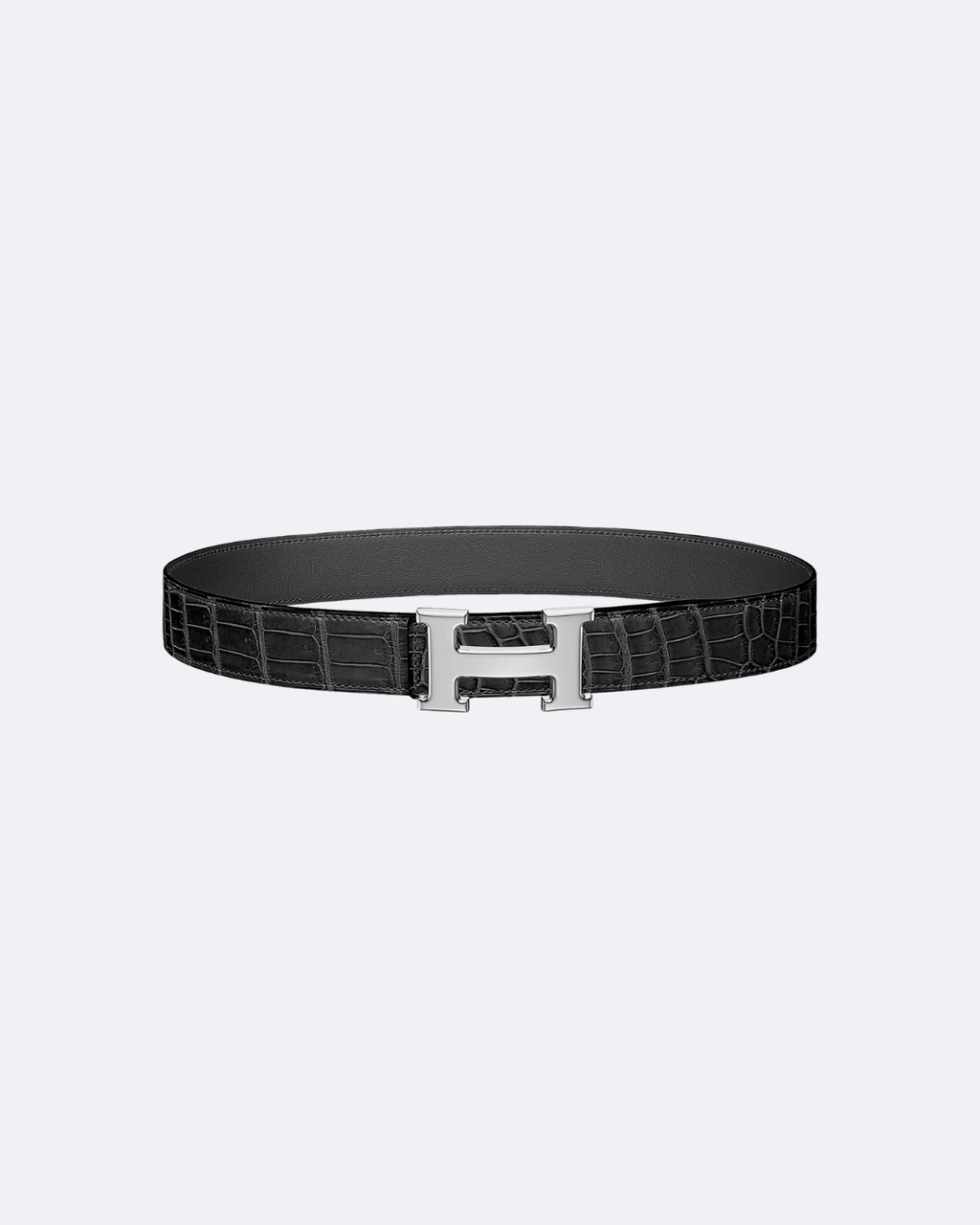 Noir H silver belt buckle & Leather strap
