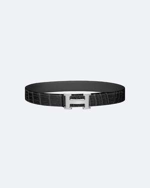 Noir H silver belt buckle & Leather strap