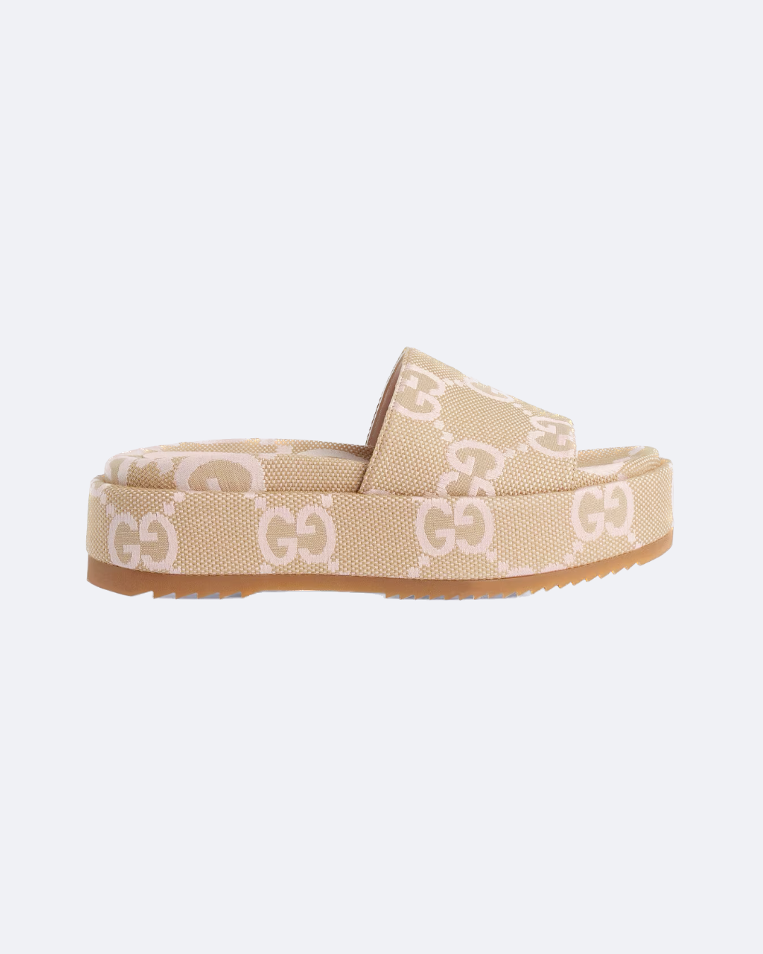 Beige and light pink platform slide sandal