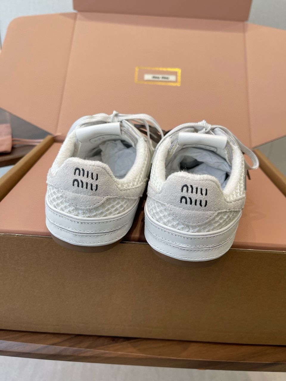 White Gymnasium Mesh & Suede Sneakers