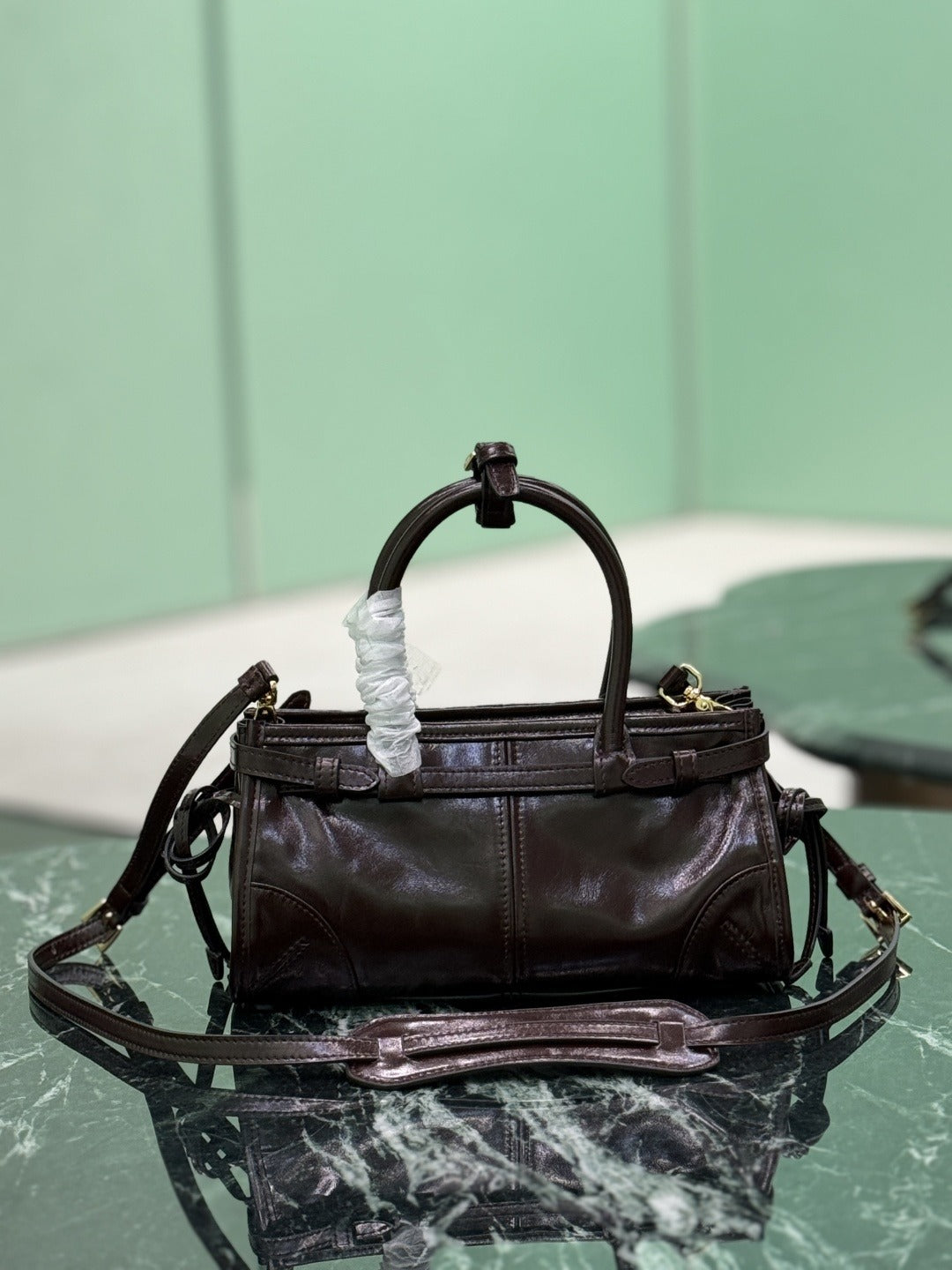 Dark Brown Bonnie Mini Leather Shoulder Bag