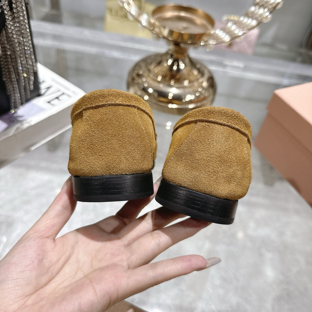 Olive Green Suede Loafers