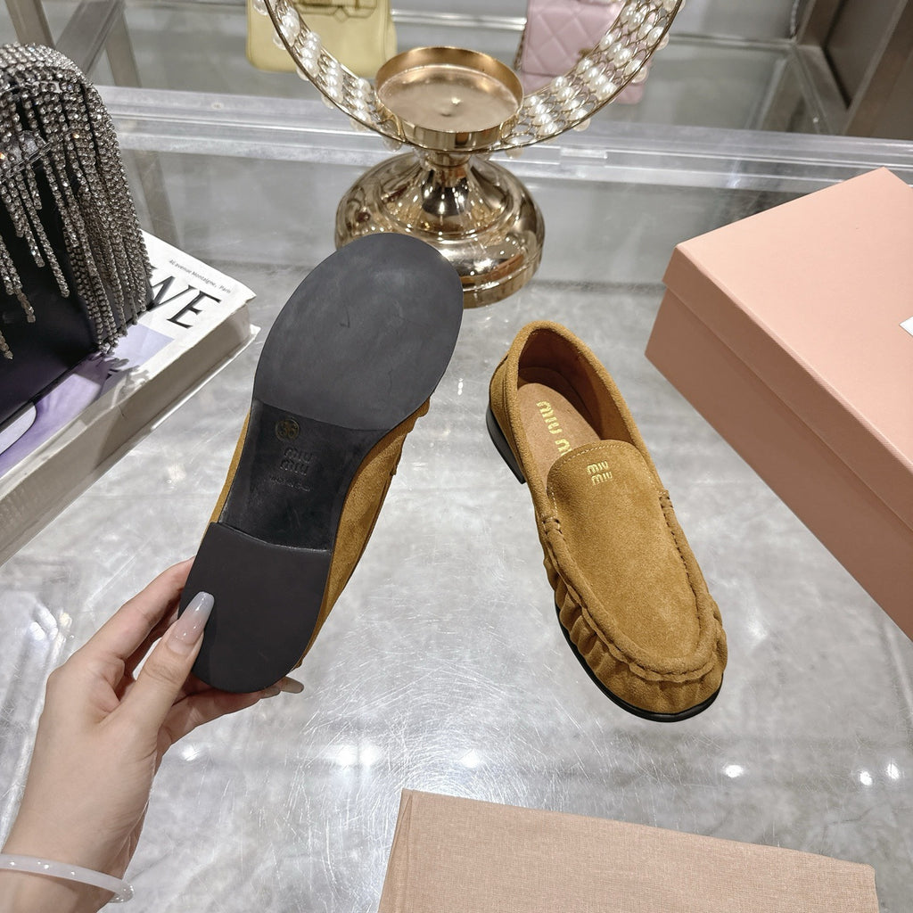 Olive Green Suede Loafers