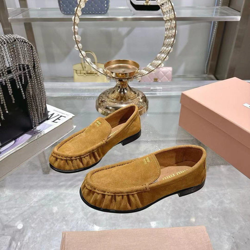 Olive Green Suede Loafers