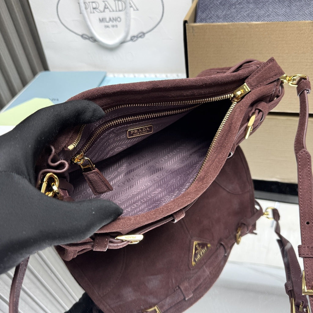 Burgundy Bonnie Small Suede Shoulder Bag
