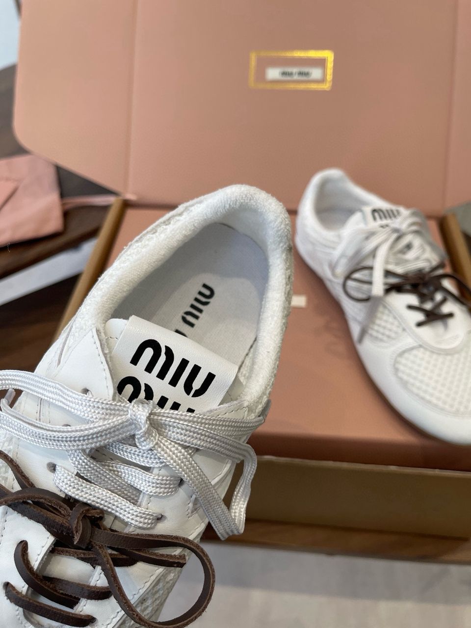 White Gymnasium Mesh & Suede Sneakers