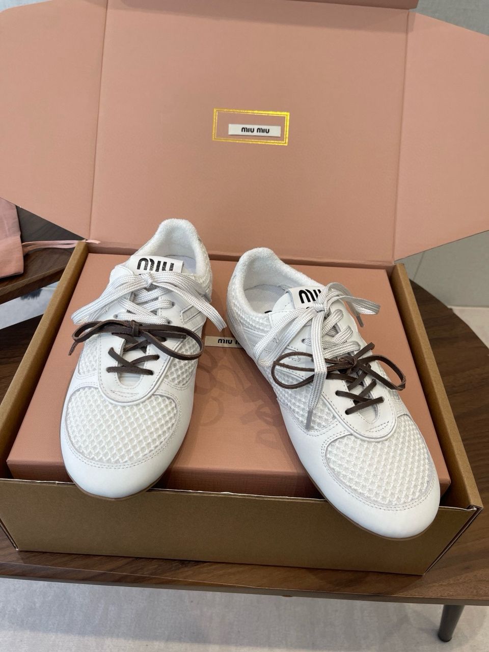 White Gymnasium Mesh & Suede Sneakers