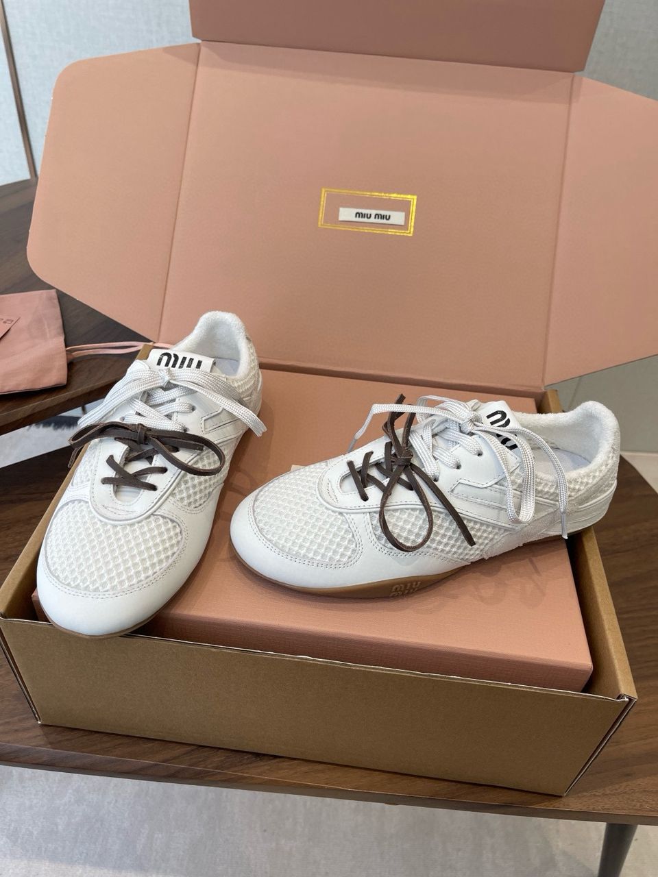 White Gymnasium Mesh & Suede Sneakers