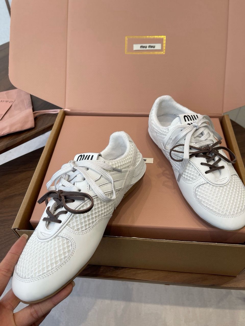 White Gymnasium Mesh & Suede Sneakers