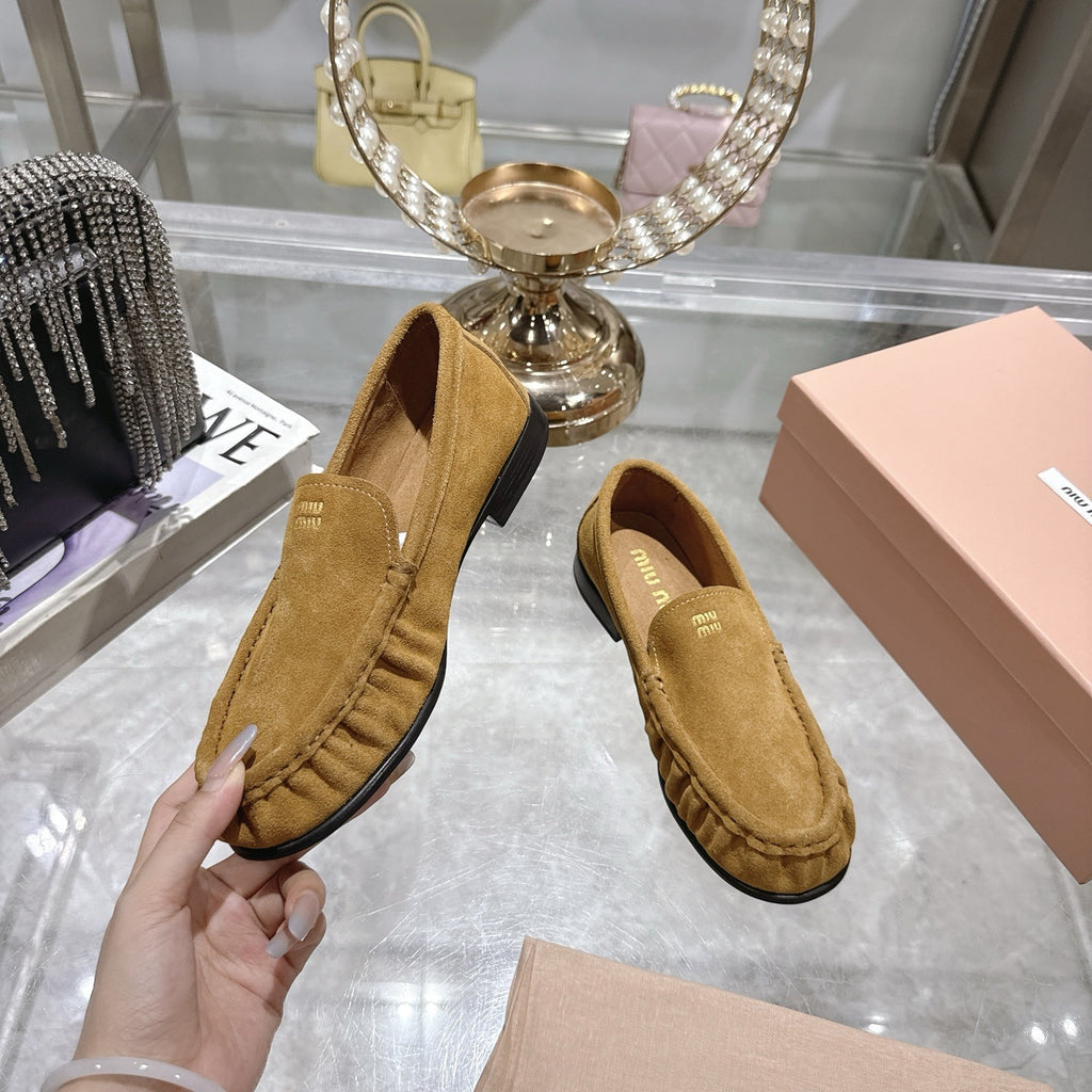 Olive Green Suede Loafers