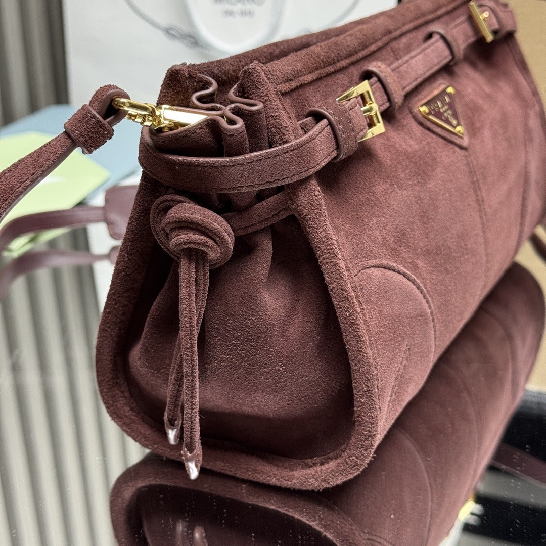 Burgundy Bonnie Small Suede Shoulder Bag