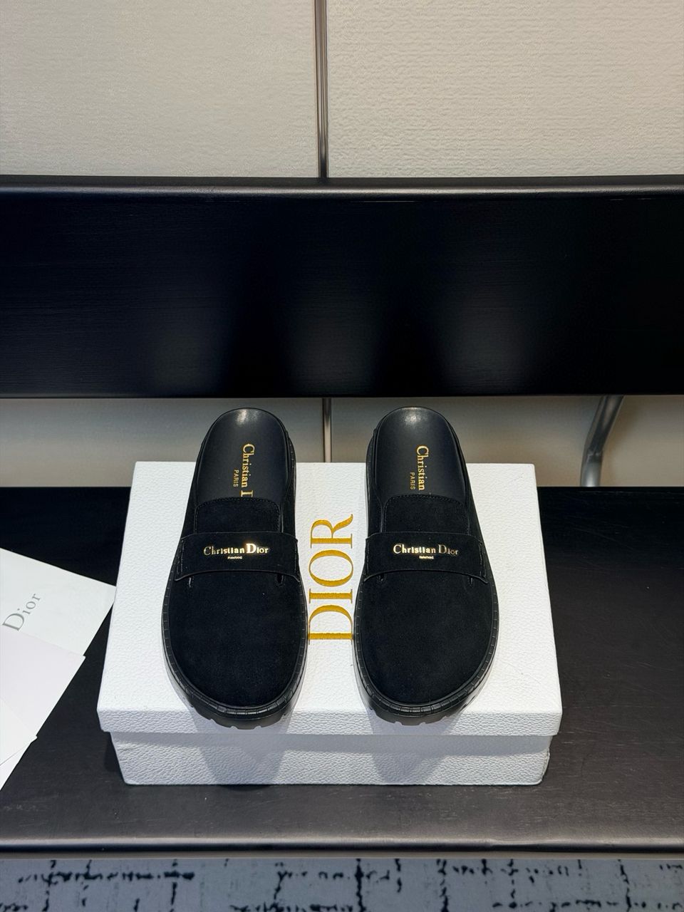 Black Suede Boy Mule