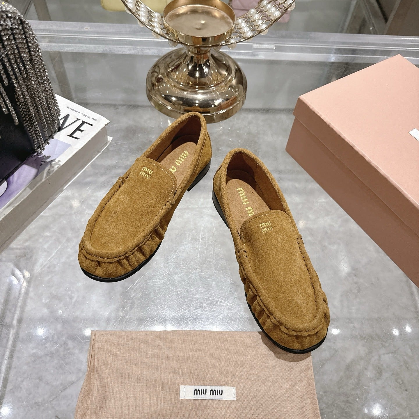 Olive Green Suede Loafers