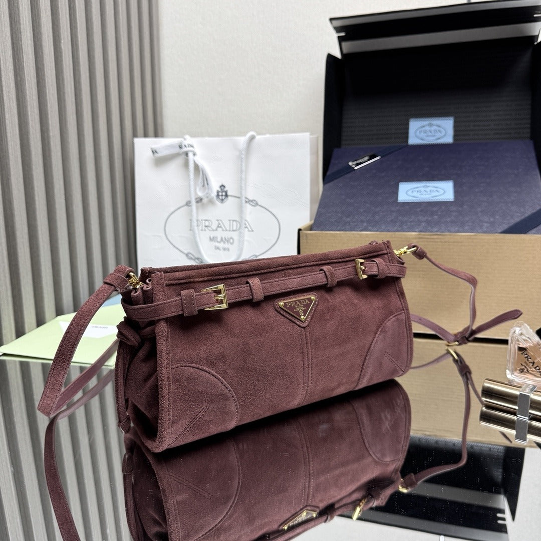 Burgundy Bonnie Small Suede Shoulder Bag