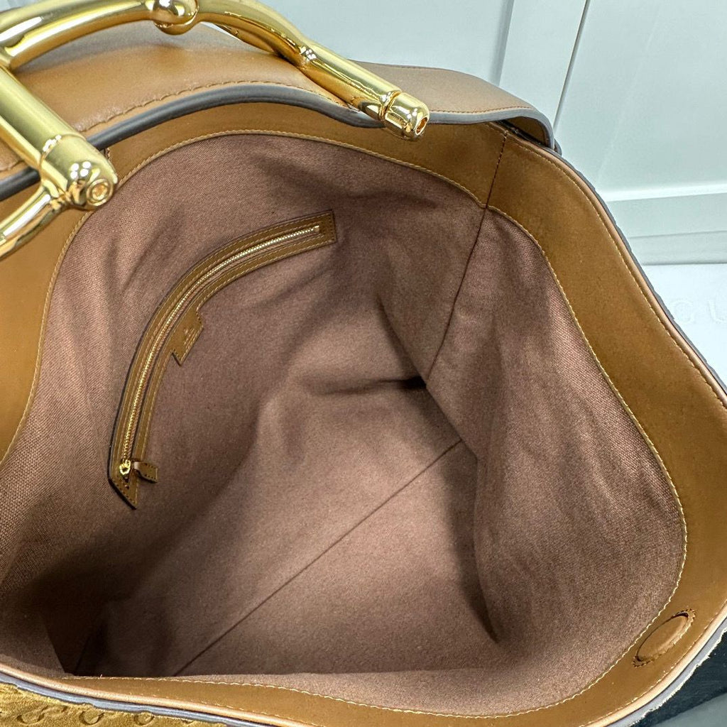 Brown Suede Beatrix Large Tote Bag